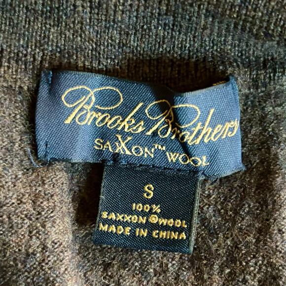Brooks Brothers Size S Brown 100% Saxxon Wool Pullover 1/4 Zip Sweater - Picture 3 of 5